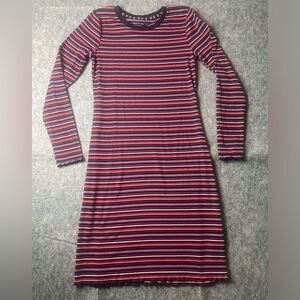 Abercrombie & Fitch Striped Long Sleeve Dress - Red and Black